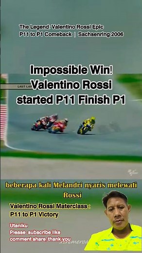 𝗜𝗺𝗽𝗼𝘀𝘀𝗶𝗯𝗹𝗲 𝗪𝗶𝗻! Valentino Rossi Started P11 Finish P1 #valentinorossi #motogp #legend #motosport