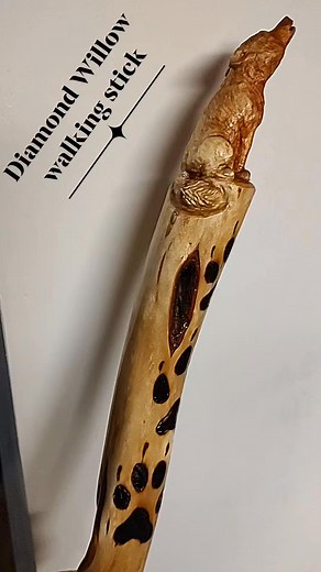 Diamond Willow walking stick #carvingart #hikingadventures #hiking #carving #rusticdecor #woodcarving #woodcarvingart | Rustic Designs and Carvings