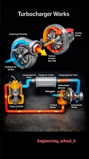 Turbocharger Working Principle Explained (3D Diagram) | Turbocharger System Explained #turbocharger