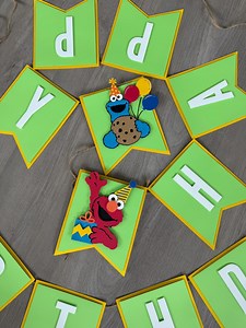 Sesame Street Birthday Banner: Handmade Elmo Party Decoration - Etsy