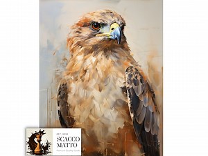 Red-tailed Hawk Oil Painting Art Print: Boho Bird Wall Decor - Etsy