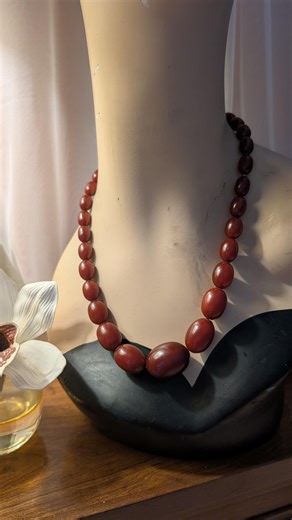 Bakelite/ Catalin Cherry Amber Beaded Necklace-tested - Etsy