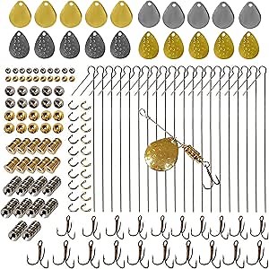 Spinner Making Kit DIY Fishing Lure Spinnerbaits Spoon Rigs Kit Colorado Spinner Blades Making Your Own Lures for Bass Trout Walleye 140pcs