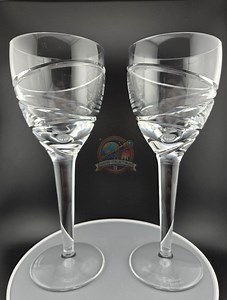 Waterford Jasper Conran Crystal Wine Glasses Set of 2 | Modern Swirl Cut Stemware - Etsy