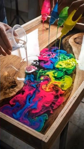 Burnt Wood Gold Fill Table#shorts#viralshorts#resintable#table#resin | magic works studio