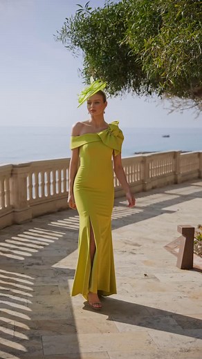 Couture Club on Instagram: "Nothing shows sophistication like a long asymmetric dress with a chic bow sleeve- effortlessly elegant, timeless and classy!🎀 - Nada muestra sofisticación como un vestido largo asimétrico con una elegante manga con lazo: ¡sofisticado y atemporal! 🎀 - Dress: 9G40"