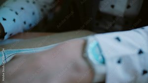 Woman cutting leather by stencil using little knife or scalpel.Clicking future shoes, turning sheet of material. . 4K