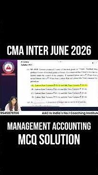 CMA Inter Management Accounting June 2026 Exam | Complete MCQ Solutions