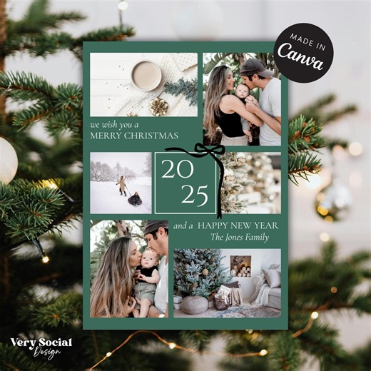 Holiday Photo Card Template | Editable Christmas Card | Canva Digital Download | Printable - Etsy