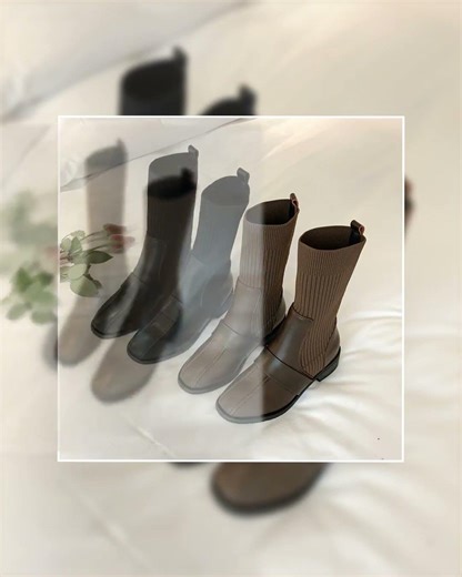 ブーツ女性用 秋冬女性用袖生地厚底ストレッチブーツ暖かい