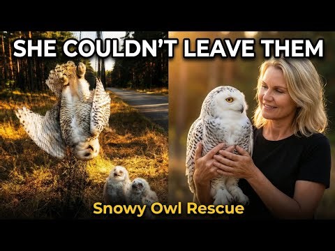Heartwarming Rescue: Woman Liberates Mother Snowy Owl Trapped in Fence.