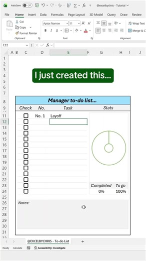 How to create a dynamic progress tasks tracker in Excel! #excel #spreadsheet #corporate