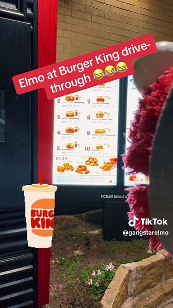Elmo at Burger King drive-through they don’t want the 💨😂😂😂 #fyp #fypシ #gangstarelmo #viralvideos #burgerking