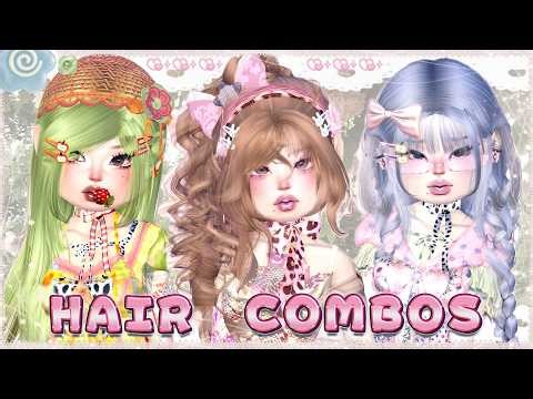 6 Hair Combo Tutorials 🪷୭ | Dress To Impress Hair Tutorials 𑁍ࠬܓ