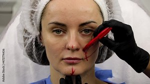 Marking with a marker, for face correction with fillers