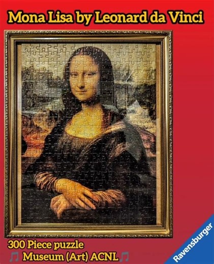 Mona Lisa by Leonard da Vinci 300 Piece puzzle by Ravensburger in Golden Frame #monalisa