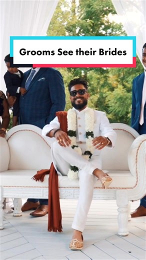 Grooms seeing their brides walk down the aisle #tamil #wedding #torontowedding #firstlook #couplegoals #couplelove #desibrides #indianwedding #groom