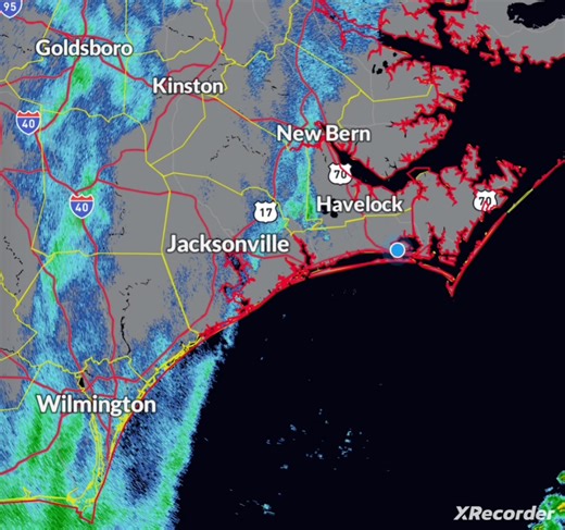 A couple of lines of light showers heading east toward the Morehead City area as of 225 pm. Rainfall amounts, if any, will be less than one-tenth of an inch. Temperatures will stay steady in the low 60s. | Moreheadcityweather NC | Facebook