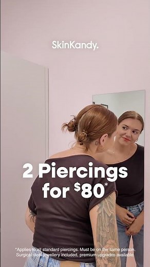 Looking to get a new piercing? Two piercings for ONLY $80 at SkinKandy