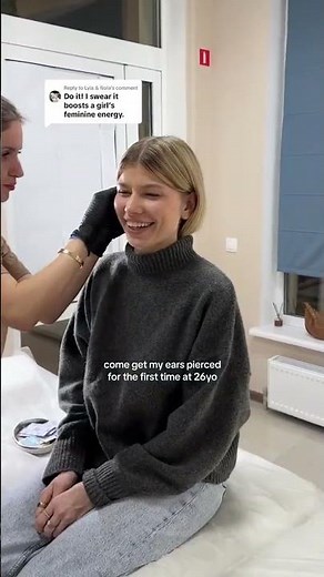 Young Woman Gets Her Ears Pierced For The First Time With A Needle At The Age Of 26