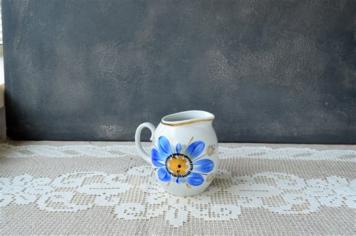 Porcelain Creamer Small Milk Jug Cream Pitcher Coffee Tea Creamer Syrup Pitcher Farmhouse Kitchen Rustic Cottage Decor - Etsy