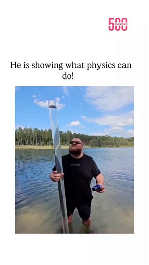 galaxy_decodee on Instagram: "The video depicts a man in shallow lake water tilting a large transparent tube filled with water, where the liquid's surface remains perfectly horizontal due to gravity's pull, illustrating hydrostatic equilibrium in a visually striking way. Posted by @bangetsih__ , known for satisfying visual content like color mixing, this clip contrasts the account's usual theme by focusing on physics, achieving rapid virality with 1.5 million views and 1,800 likes in under 24 ho