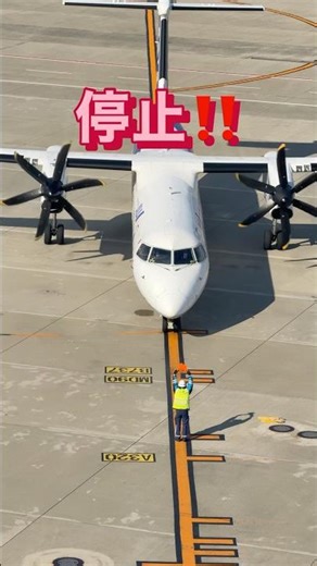 飛行機をピタリと止めるかっこいいマーシャラー #飛行機 #飛行機好きな人へ #マーシャラー