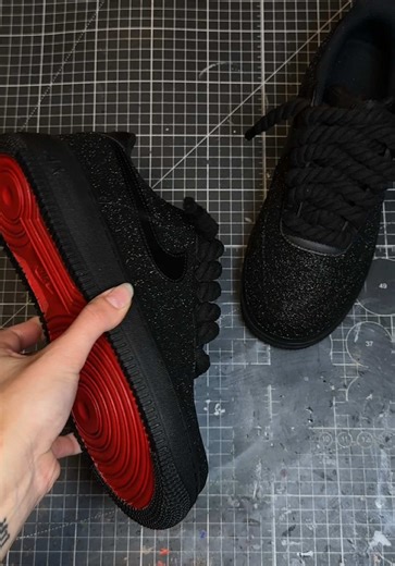 Bringing back the Custom Black Glitter x Red Bottoms AF1s 🖤🩸 #customsneakers #customaf1 #customshoes #sneakerhead #fyp