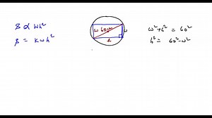 SOLVED:The strength of a rectangular beam is directly proportional to the product of its width and the square of the depth of a cross section (see the figure). A beam of width 1.5 feet has been cut from a cylindrical log of radius 1 foot. Find the width of a second rectangular beam of equal strength that could have been cut from the log. CAN'T COPY THE FIGURE