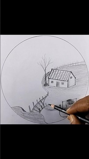 Beautiful Circle Scenery Landscape Island Drawing Step By Step//😄😄 #drawing #art #sketch #scenery