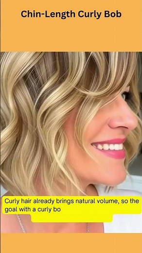 Chin Length Curly Bob Hairstyle for Women Over 50 with Round Faces