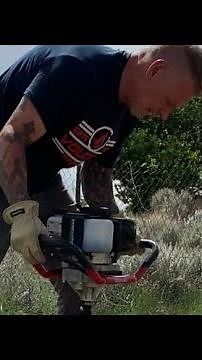 Harbor freight Predator Auger first time use blowing holes in the earth!