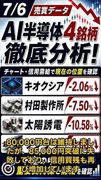 【7/6売買データ】AI半導体4銘柄が急落？キオクシア・村田製作所・太陽誘電・フジクラのチャートと信用需給を徹底分析