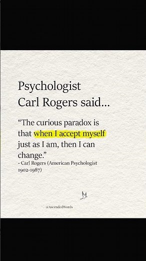 🌱Growth Through Acceptance:Carl Rogers Life Lesson🕊#psychology #wisdom #motivation​