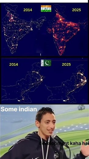 🌏 Satellite Night View 2014 vs 2025 – India 🇮🇳 vs Pakistan 🇵🇰 🌙✨