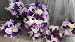 Purple Bridal Bouquet, Plum Lilac Lavender Real Touch Roses Calla Lily Wedding Bouquet, Rustic Purple Silk Bouquet, Boutonniere, Corsage - Etsy