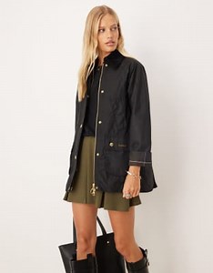 Barbour modern Beadnell wax jacket in black/classic  | ASOS