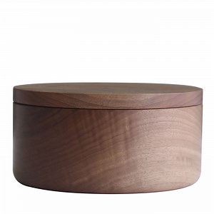 Round Small Walnut Box with Flat Lid