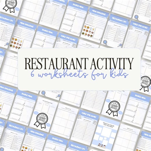 Kids Restaurant Activity Sheets | Printable Activity Pack for Kids | PDF Editable Canva Template | Kids Menu Activities, Coloring, Games - Etsy