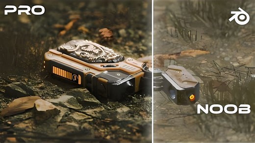 【中字】Blender 综合教程：专业的12个技巧！-AO+噪点线性光做旧-HDRI环境-体积雾通道-合成器RGB曲线调整-四边面拓扑与重拓扑