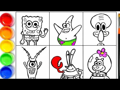 How to draw SpongeBob Characters | SpongeBob, Patrick Star, Squidward, Mr. Krabs, Sandy Cheeks
