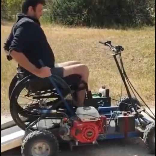 19K views · 788 reactions | When your ride gets an upgrade… DIY style!  Nothing says freedom like being on your very own motorized contraption. Why walk when you can roar? Lawn-mower horsepower included!  #RollingInStyle #DIYAdventures #WheelchairGoals #FastAndRollious #VroomVroom #NoLimits | WheelChair Fun Stuff | Facebook