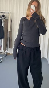 Scarlet wears the best selling square pocket pant black, now restocked. | Deiji studios