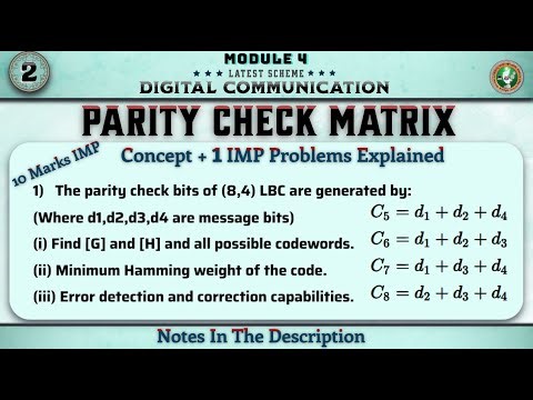 2 Parity Check Matrix 1 IMP Problem Solved Module 4 | 5th Sem Digital Communication ECE VTU