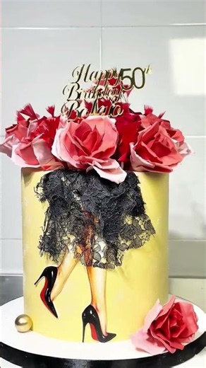 🌹🎂Elegant 50th Birthday Cake Design 🎂🌹A beautiful luxury birthday cake decorated with stunning roses