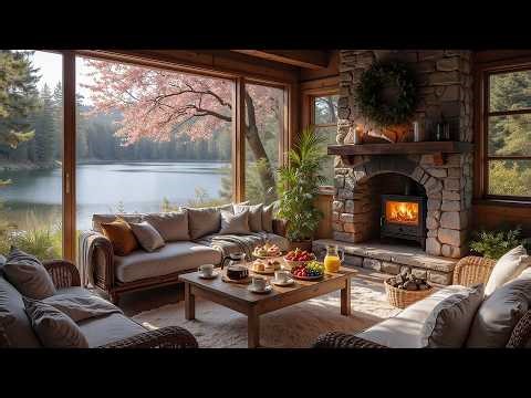 Relaxing Spring Music with Fire Sounds and Soothing Piano Melodies 🌺 Soft Music For Sleep & Focus