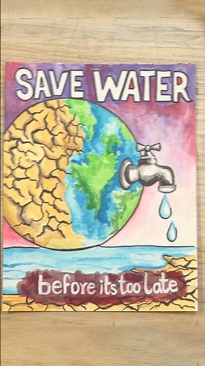 World Water Day Poster Drawing 💧 | Save Water 🚰 | School STEM Project 📚