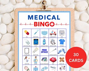 Medical Bingo Game: 30 Printable Cards, Nurse Graduation (PDF) - Etsy
