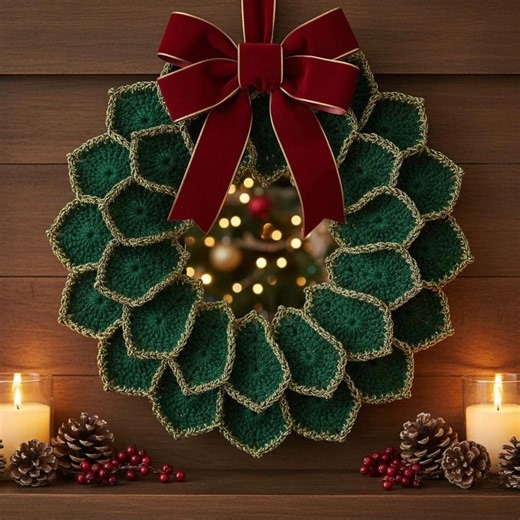 Christmas Leaf Wreath Crochet Pattern | Christmas Door Welcome Wreath Crochet Pattern | Crochet Wall Hanging Winter Wreath | Easy DIY PDF - Etsy