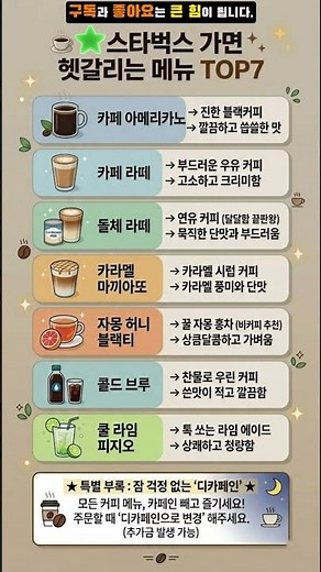 스타벅스 메뉴, 이제 당황하지 마세요! ☕ (헷갈리는 메뉴 TOP 7)